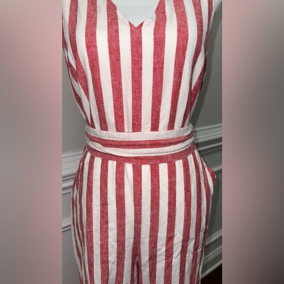 J. Crew Striped Sleeveless Romper Linen Blend size 8 - Picture 5 of 9